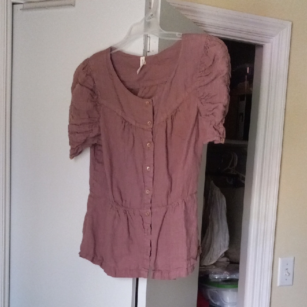 Meadow Rue Dusty Rose Button-Up Blouse